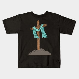 Wooden cross on a hill Kids T-Shirt